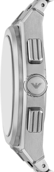 Emporio Armani Federico Chronograph Green Dial Silver Steel Strap Watch for Men - AR11640