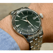 Seiko Presage Cocktail Time Automatic Green Dial Silver Steel Strap Watch for Men - SRPE15J1