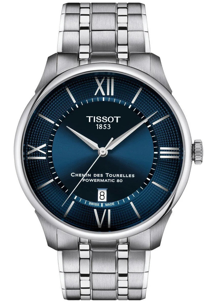 Tissot Chemin Des Tourelles Powermatic 80 Blue Dial Silver Steel Strap Watch for Men - T139.407.11.048.00