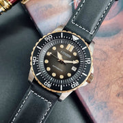 Citizen Mechanical Automatic Black Dial Black Leather Strap Watch for Men - NJ0176-10E