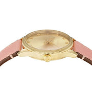Gucci G Timeless Gold Dial Pink Leather Strap Watch for Women - YA1265041