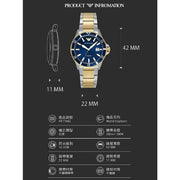 Emporio Armani World Explorer Blue Dial Two Tone Steel Strap Watch for Men - AR11682