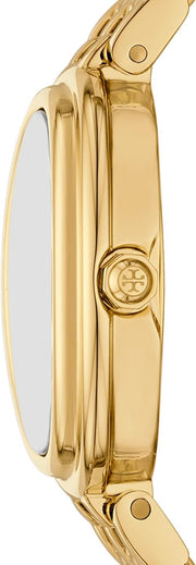 Tory Burch Oval White Dial Gold Steel Strap Watch for Women - TBW6032