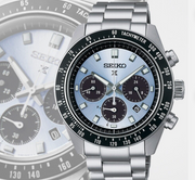 Seiko Prospex Speedtimer 41.4 Solar Chronograph Blue Dial Silver Steel Strap Watch for Men - SSC935