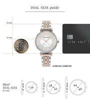 Emporio Armani Gianni T Bar Silver Dial Two Tone Steel Strap Watch for Women - AR11537