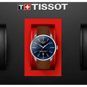 Tissot Chemin des Tourelles Automatic Powermatic 80 Blue Dial Brown Leather Strap Watch for Men - T139.407.16.041.00