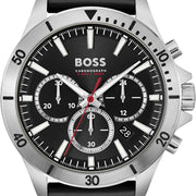 Hugo Boss Troper Chronograph Black Dial Black Leather Strap Watch for Men - 1514055