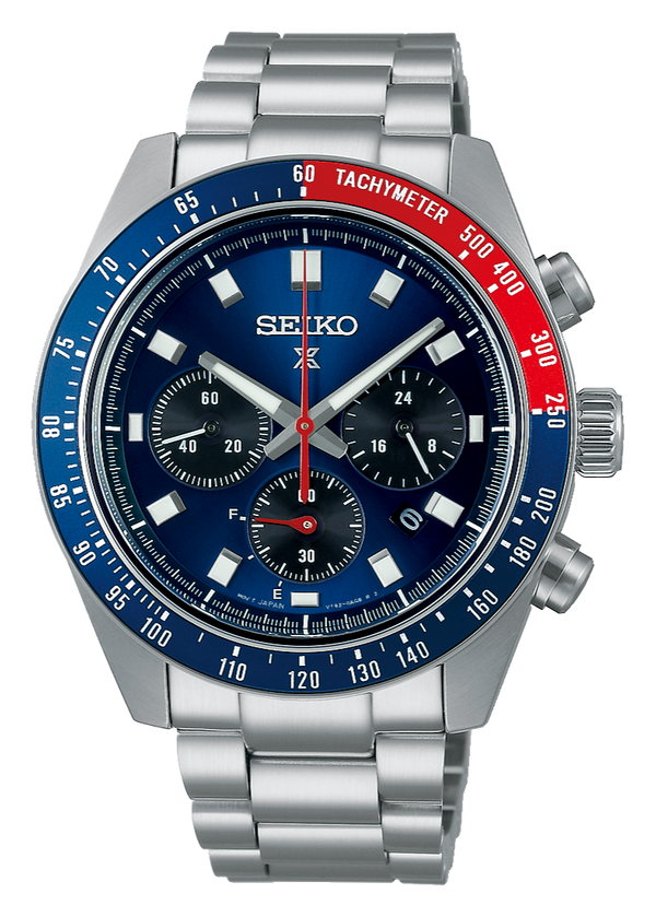Seiko Prospex Speedtimer Solar Chronograph Blue Dial Silver Steel Strap Watch for Men - SSC913