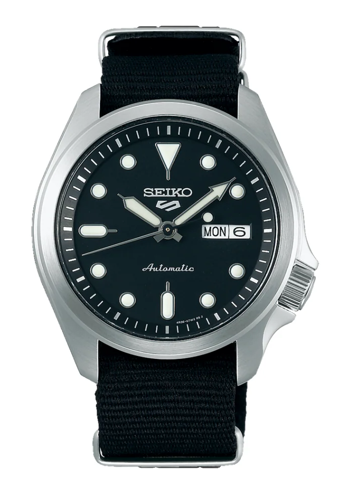 Seiko 5 Sports Automatic Black Dial Black Nylon Strap Watch for Men - SRPE67K1