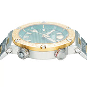 Versace Greca Logo Diver Quartz Green Dial Two Tone Steel Strap Watch for Men - VE8G00524
