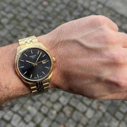 Tissot Ballade Quartz Black Dial Gold Steel Strap Watch for Men - T156.410.33.051.00