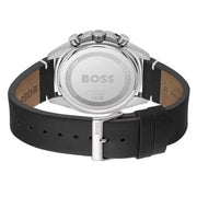Hugo Boss Cloud Chronograph Grey Dial Black Leather Strap Watch for Men - 1514014