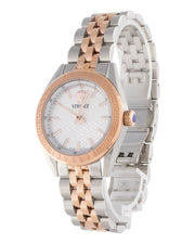 Versace V-Code Analog White Dial Two Tone Steel Strap Watch for Women - VE8I00624