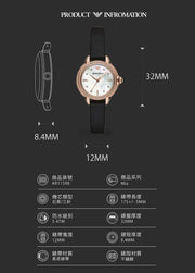 Emporio Armani Mia Mother of Pearl Dial Black Leather Strap Watch for Women - AR11598