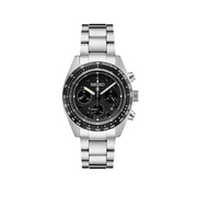 Seiko Prospex Speedtimer Solar Chronograph Black Dial Silver Steel Strap Watch for Men - SSC819