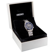 Seiko 5 Sports SKX Street Denim Blue Dial Silver Steel Strap Watch for Men - SRPL77K1