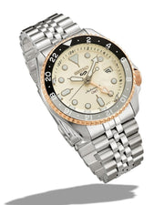 Seiko 5 GMT Sport Asia Exclusive Limited Edition Off White Dial Silver Steel Strap Watch for Men - SSK046K1