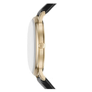 Emporio Armani Minimalist Green Dial Black Leather Strap Watch for Men - AR11601