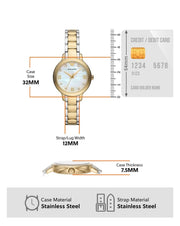 Emporio Armani Cleo Three Hand Mother of Pearl Dial Two Tone Steel Strap Watch for Women - AR11513