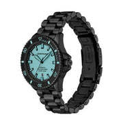 Emporio Armani Sea Explorer Turquoise Blue Dial Black Steel Strap Watch for Men - AR60084