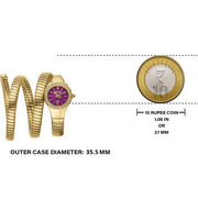 Just Cavalli Vita Purple Dial Gold Steel Strap Watch for Women - JC1L355M0035