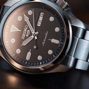 Seiko 5 Sports Automatic Grey Dial Silver Steel Strap Watch for Men - SRPE51K1