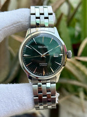 Seiko Presage Cocktail Time Automatic Green Dial Silver Steel Strap Watch for Men - SRPE15J1