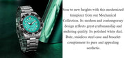 Citizen Mechanical Automatic Turquoise Dial Silver Steel Strap Watch for Men - NJ0170-83X
