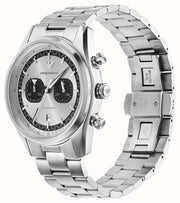Emporio Armani Racer Chronograph Silver Dial Silver Steel Strap Watch for Men - AR11636