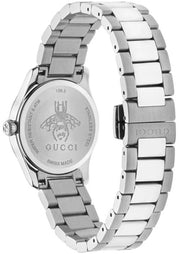 Gucci G Timeless Diamonds Pink Mother of Pearl Dial Silver Steel Strap Watch for Women - YA1265025