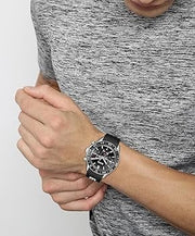Hugo Boss Runner Chronograph Black Dial Black Silicone Strap Watch for Men - 1514141