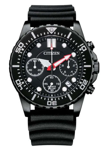 Citizen Mechanical Automatic Black Dial Black Rubber Strap Watch for Men - NJ0125-11E