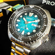Seiko US Special Edition Automatic Green Dial Silver Steel Strap Watch for Men - SRPH57