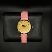 Gucci G Timeless Gold Dial Pink Leather Strap Watch for Women - YA1265041