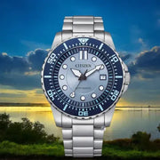 Citizen Mechanical Automatic Blue Dial Silver Steel Strap Watch for Men - NJ0178-81M