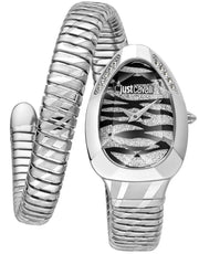 Just Cavalli Glam Evo 8 Black Dial Silver Steel Strap Watch for Women - JC1L225M0025