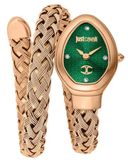 Just Cavalli Novara Green Dial Rose Gold Steel Strap Watch for Women - JC1L264M0045