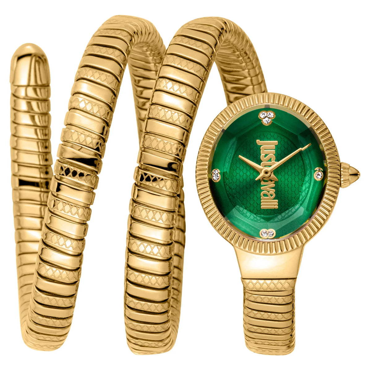 Just Cavalli After Party Green Dial Gold Steel Strap Watch for Women - JC1L269M0035