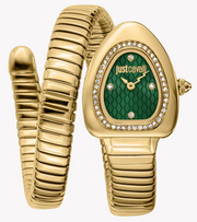 Just Cavalli Lady Snake Green Dial Gold Steel Strap Watch for Women - JC1L249M0035