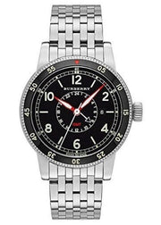 Burberry Utilitarian GMT Black Dial Silver Steel Strap Watch for Men - BU7866