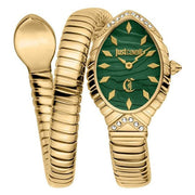 Just Cavalli Specchio Green Dial Gold Steel Strap Watch for Women - JC1L322M0035