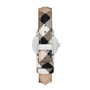 Burberry The City Silver Dial Multicolor Haymarket Leather Strap Watch for Women - BU9222