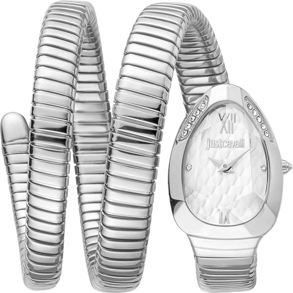 Just Cavalli Glam Evo 9 Silver Dial Silver Steel Strap Watch for Women - JC1L224M0015