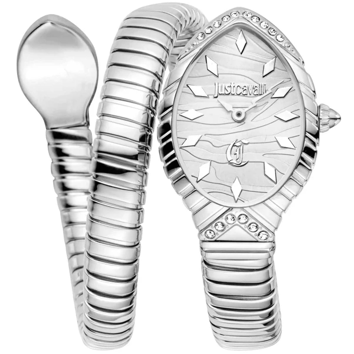 Just Cavalli Unica Silver Dial Silver Steel Strap Watch for Women - JC1L322M0015