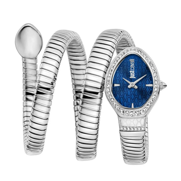 Just Cavalli Carezza Blue Dial Silver Steel Strap Watch for Women - JC1L372M0015