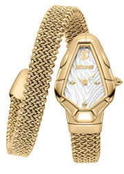 Just Cavalli Fiamma Silver Dial Gold Steel Strap Watch for Women - JC1L426M0025