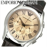 Emporio Armani Valente Chronograph Brown Dial Brown Leather Strap Watch For Men - AR1785