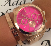 Michael Kors Runway Pink Dial Rose Gold Steel Strap Watch for Women - MK5931