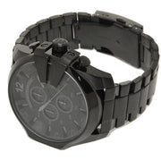 Diesel Mega Chief Chronograph Black Dial Black Steel Strap Watch For Men - DZ4355