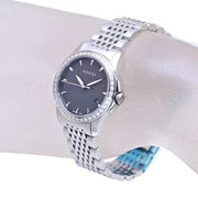 Gucci G Timeless Diamonds Mother of Pearl Black Dial Silver Mesh Bracelet Watch For Women - YA126507